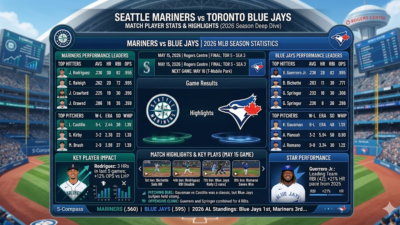 Seattle Mariners vs Toronto Blue Jays Match Player Stats